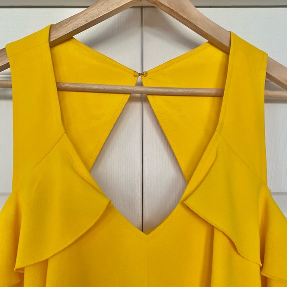 {Trina Turk} Sebastapol Ruffle Cold Shoulder Top in Yellow - Women's Small - Picture 4 of 8